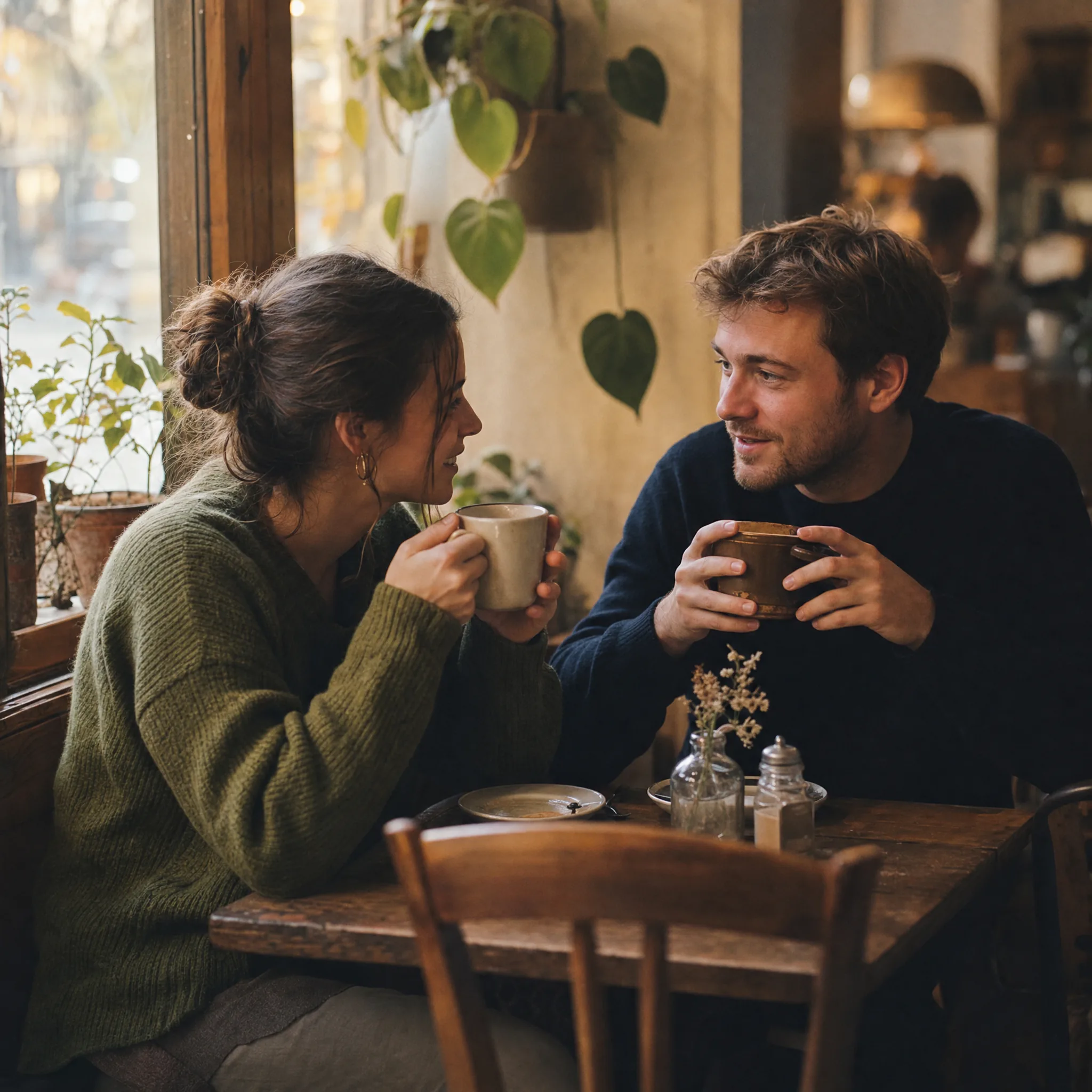 Ein lokales Café, voll mit Menschen