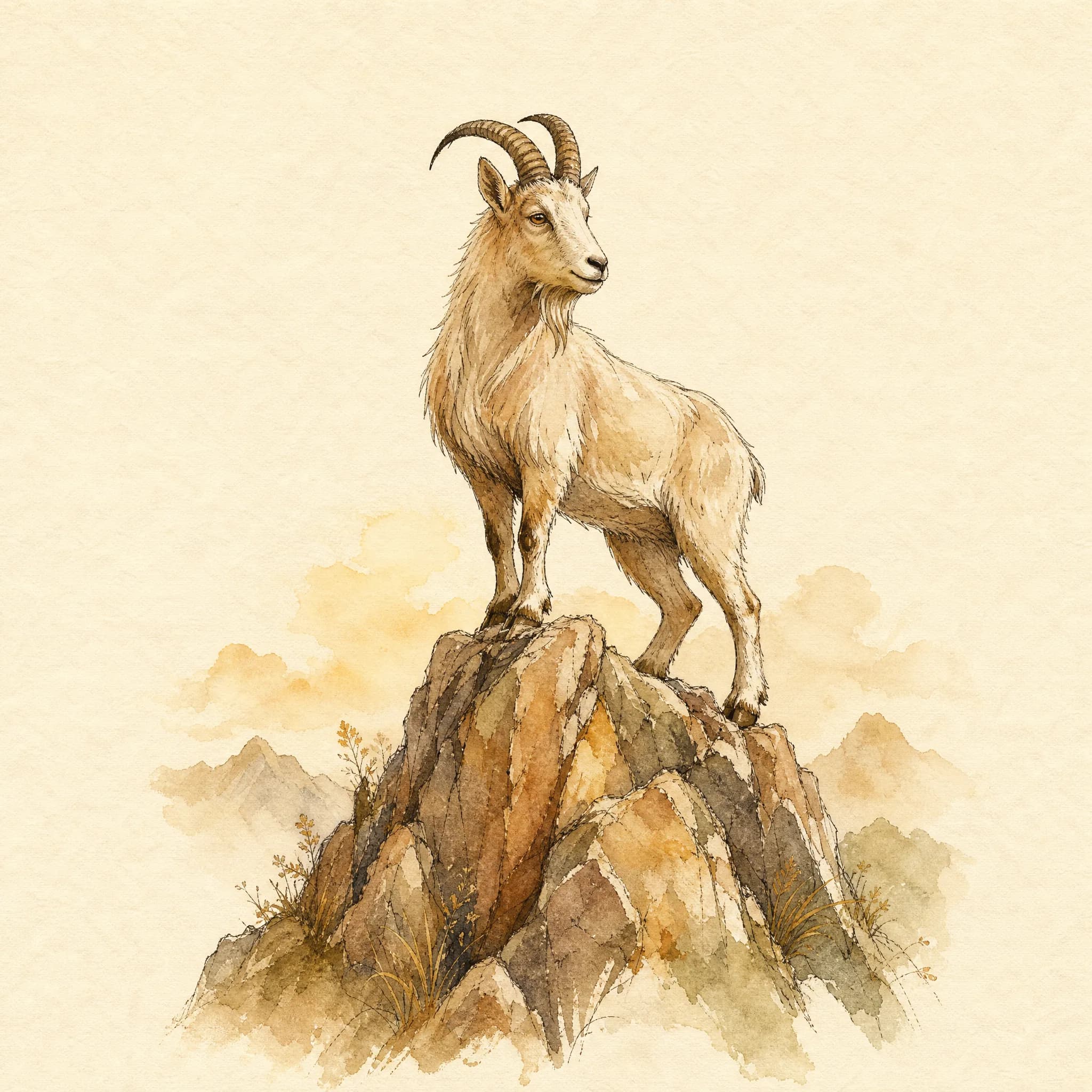 Steinbock – Aquarell-Illustration des Archetyps